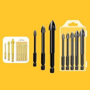 특수드릴비트 5P세트 기리 타일 항아리 유리 티타늄강 거울 목재 도자기 타공 임팩 전동드릴 3~7mm 육각 콘