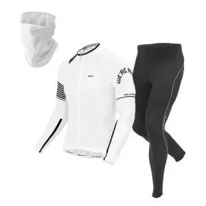 MCN 긴팔+9부바지+마스크 사이클 자전거 의류 복장 라이더화이트