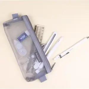 달리아문방구 심플 메쉬 망사 필통 파우치 4컬러 무지 매쉬 투명