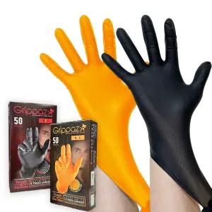 그리파즈 니트릴장갑 50매 두꺼운 다용도 블랙 오렌지 S M L XL 식품용 공업용