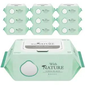 위드네이쳐 베이직 캡형 아기 물티슈 100매 10팩 순한물티슈 도톰하고 부드러운 플레인원단