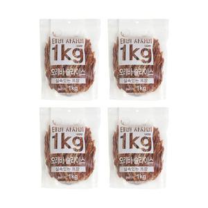 테비 사사미 1kg 오리바슬라이스 x4봉 대용량 강아지간식