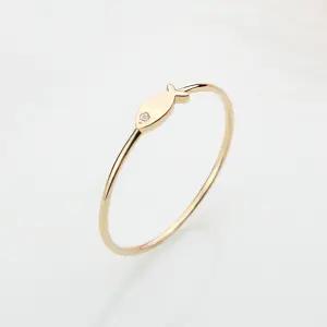 14k 럭키 라이트 큐 물고기 반지 수능 행운 금 애끼 손가락 자녀 우정링