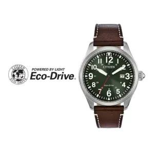 시티즌 챈들러 그린 에코드라이브 남성 가죽 시계 BM6838-09X