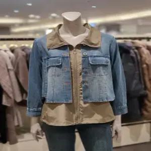 [트리아나] 소고 이중배색 카라넥집업 데님재킷AJ1GA16