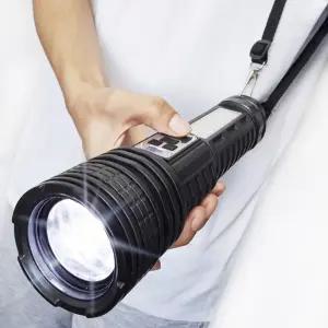 어깨끈 대용량 듀얼 레이저 LED 충전식 손전등 휴대용 랜턴 잔량표시