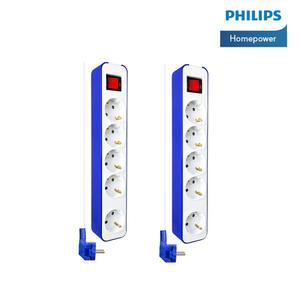 필립스 디자인컬러탭 4000W 고용량멀티탭 과부하차단, 5구, 2m, 블루, 2개