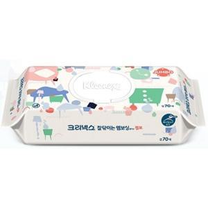크리넥스 잘닦이는 엠보싱 점보 물티슈 캡형 70매x16개