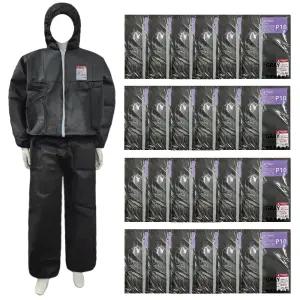 (1박스/24벌) SB 일회용작업복 투피스_회색 방진복 부직포 보호복 방역복 위생복 상하분리형 가운 농장 분진