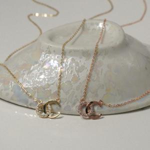 14k 화이트스톤 오씨 목걸이