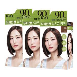 려 두피편한 검은콩 염색 6.0 브라운 120g 3개 / 새치머리용 염색약