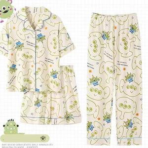 쉬블림로브 3피스(반팔+반바지+긴바지) 여성 홈웨어 우주인 잠옷 세트 GGWD0421