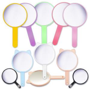 원형 손거울 손잡이 손거울 고양이 칼라손거울 PVC 휴대용 가정용