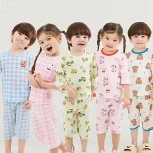 국내생산 아동 유아 어린이 면소재 데일리 내의 내복 7부 오가닉 자카드 실내복