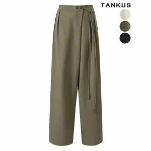 [하프클럽/탱커스]여성 핀턱 와이드 랩 벨트 슬랙스