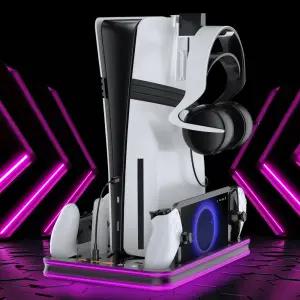 PS5 플스5 프로/슬림/포탈 호환 올인원 거치대 스탠드 쿨링 팬 + 듀얼 충전 독