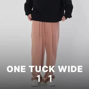 원쁠원 남자 봄 츄리닝 원턱 와이드 트레이닝 팬츠 밴딩 바지