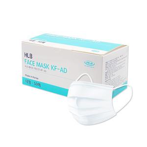 HLB 에이치엘비 페이스마스크 KF-AD 화이트 50매입 대형 일회용 병원용 덴탈마스크