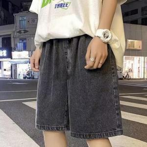 반바지 여자 버뮤다 팬츠 와이드 밴딩 5부 데님 청