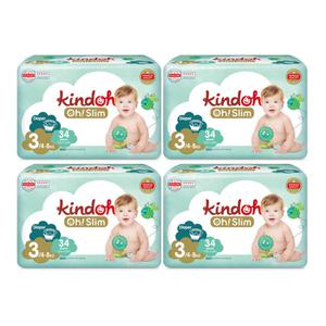 킨도 기저귀 프리미엄 오슬림 밴드형 3단계 34p X 4팩