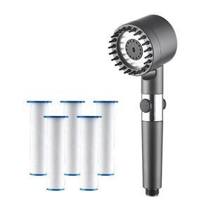 마사지 리예 헤드 + 필터 5개입 샤워기 세트 여행용 수압상승