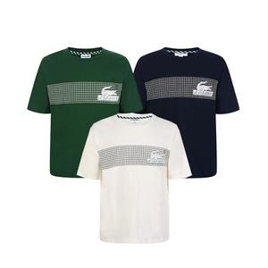 라코스테 남녀공용 루즈핏 네트 프린트 포켓 반팔티셔츠 7종택1