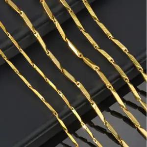 18K 골드 도금 체인 목걸이 써지컬스틸 대나무 체인 남자 목걸이 줄