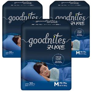 굿나이트 팬티형 아기기저귀 실속팩 키즈 남아용 중형(M) 60매