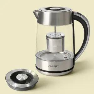 온도조절 무선 전기 티포트 분유 커피 차주전자 1.7L/포트/주전자/보온/다용도/사무실/가정용/유리/차포트