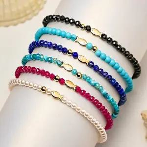 [골드앤]골드앤 14K 행운의 물고기 천연석 비즈 팔찌