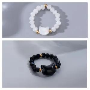 구슬 반지 2컬러 커플링 소품샵 우정반지 검지 고양이 캐릭터