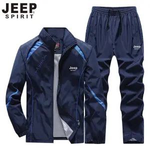 JEEP SPIRIT 남자 빅사이즈 오버핏 하이넥 재킷  + 카고 조거팬츠 트레이닝세트