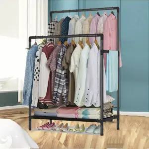 (2단) 드레스룸 더블 철제 옷걸이 행거/옷장/간이/틈새/선반/조립/이동식/원룸/1인용/수납/철재/수납장