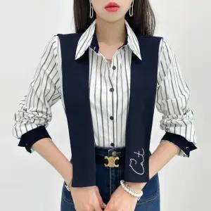 금찌 캣 가디건 스트라이프 셔츠 ST7808B