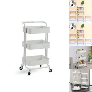 철제 다용도 이동식 트롤리 선반 3단/트레이/수납/행거/이동/정리함/책장/책꽂이/틈새/주방/카트/회전/슬림