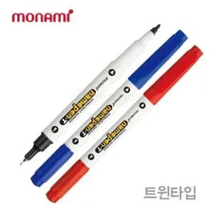 네임펜 T 트윈 타입 12개 1타/네임팬/모나미/세트/양면/검은색/흰색/검정색/똑딱이/블랙/굵은/가는/글씨
