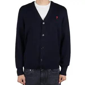 [아미] 25FW 남성 하트로고 울 가디건 네이비 HKC361 001 414