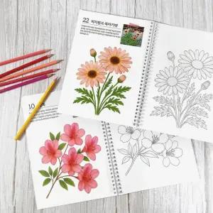 어르신 시니어 꽃 컬러링북 50페이지 색칠공부 그림색칠 미술 힐링 취미 요양원 요양병원 노인대학