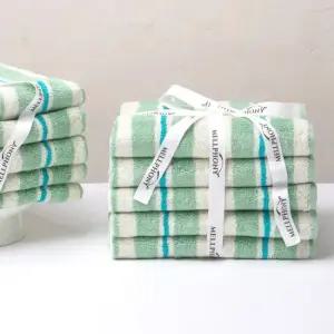 멜포니 뱀부타올 200g 스트라이프 그린 5장 죽사타월 흡수력 우수 고품질 오코텍스 뱀부얀 수건