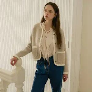 [정가239 000]단작 배색 헤어리 니트 자켓 OK5WD9500