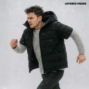 겨울 레이어드 반팔 후드 경량 패딩점퍼 WS587