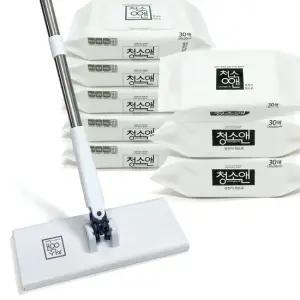 퀸마루 노터치 톡밀대+물걸레포 30매)x5팩+정전기포 30매)x3팩 손댈 필요없는 청소포밀대