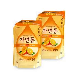 자연퐁 오렌지 1.1L 리필 -2개 주방세제 비린내 기름기 찌든때 설거지