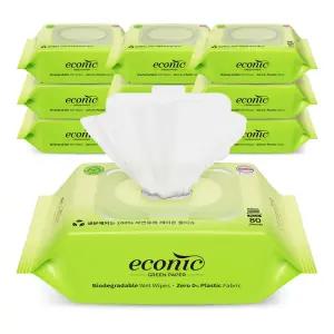 에코닉 그린 60gsm 엠보싱 플러스 레이온100% 생분해원단 아기물티슈 80매