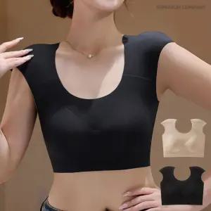 이너퀸 프리수 여성용 어깨뽕 직각 볼륨 패드 일체형 어좁이 보정 노라인 심리스 브라 탑 어깨뽕브라