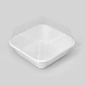 펄프 도시락 B-003D 백색 300개 세트 분리형 투명뚜껑 햄버거 케이스