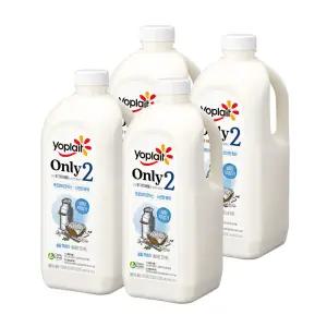 [G] 빙그레 요플레 Only2 무가당 플레인 요거트 대용량 1.8L 4병/설탕무첨가