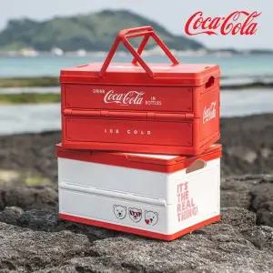 COCA-COLA 폴딩박스 캠핑 테이블 수납 정리함 30L 레드 화이트