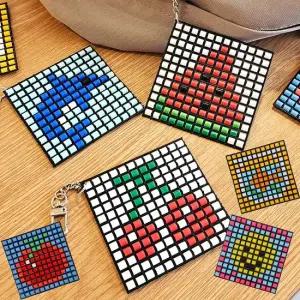 미니 비즈발 만들기 DIY 키트 옵션   컬러비즈 펄러비즈 키링 도트 픽셀