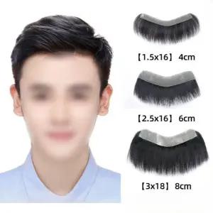 헤어라인 인모 이마가발 패치 붙이는 접착식 앞머리 15cm 남자 부분 블랙 가발 (1.5x16)